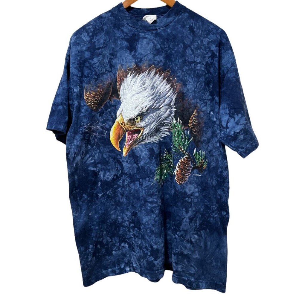 Vintage Habitat Eagle Shirt Adult XL Blue Nature Tie-Dye Short Sleeve Mens